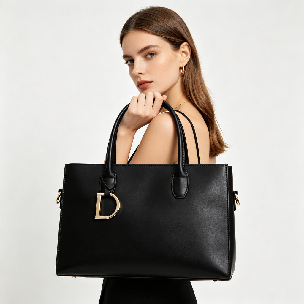 Black Genuine Leather Tote Bag
