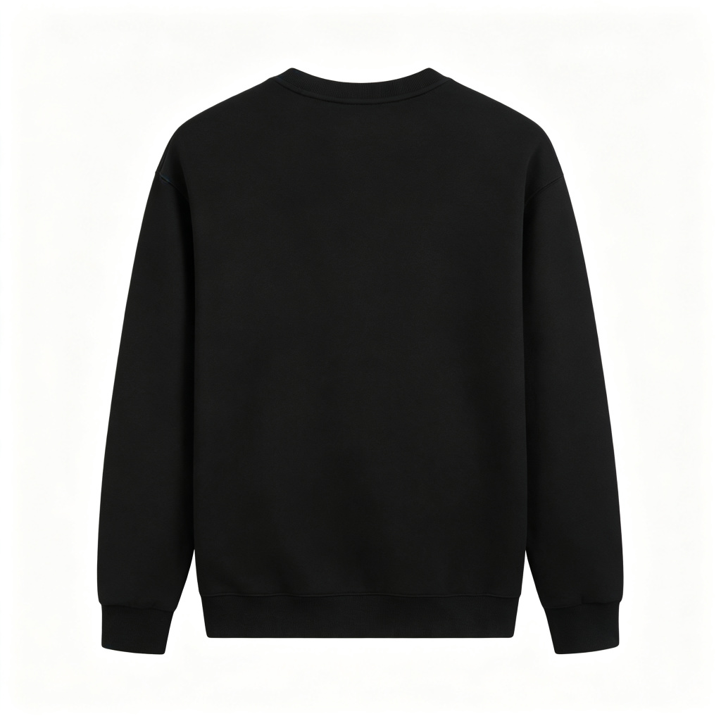 Black Minimalist Crew-Neck Sweatshirt