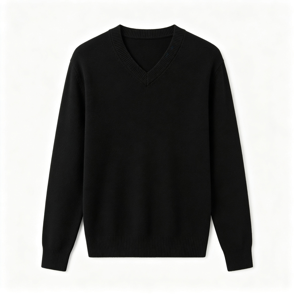 Black V-Neck Knit Sweater