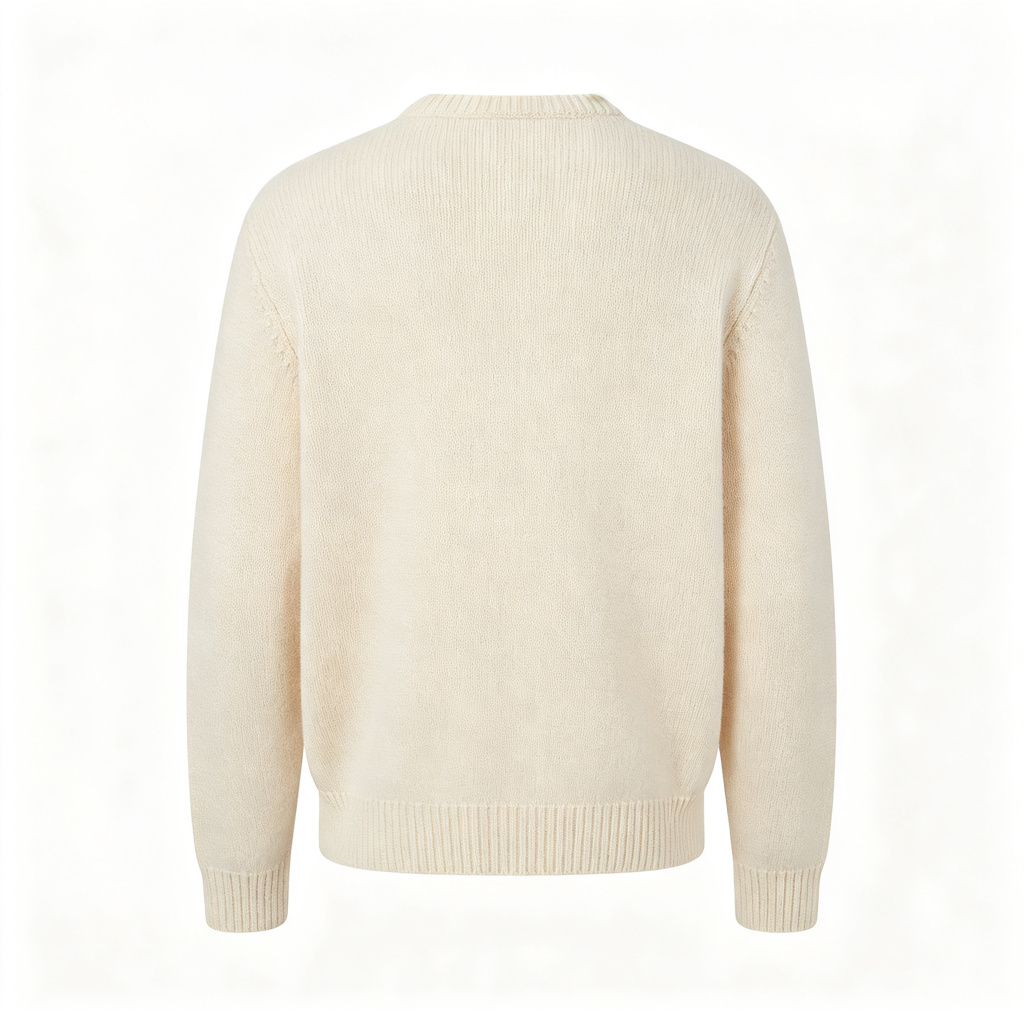 Beige Crew-Neck Knit Sweater