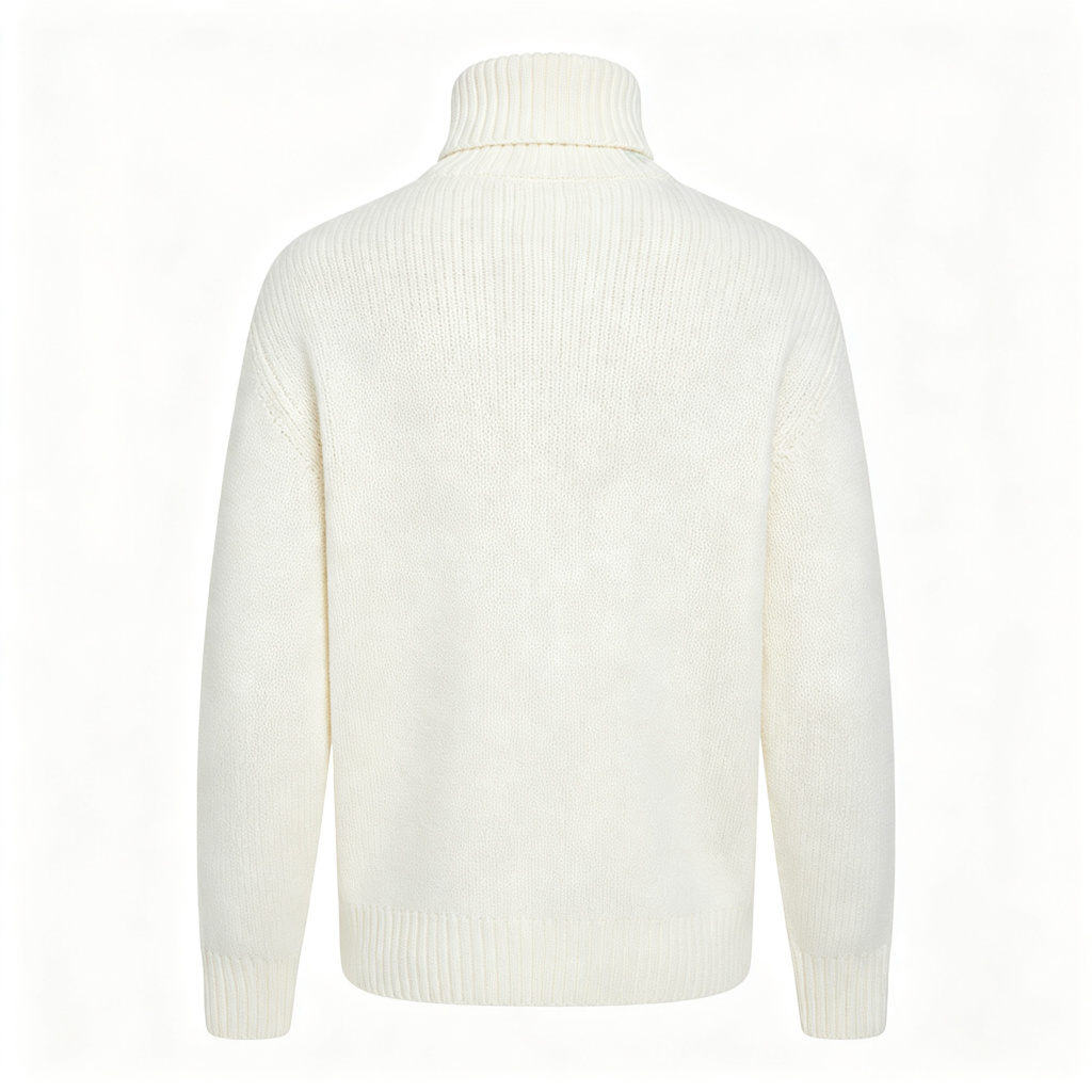 White Turtleneck Knit Sweater