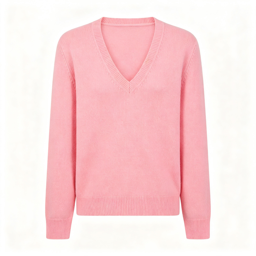 Pink V-Neck Knit Sweater