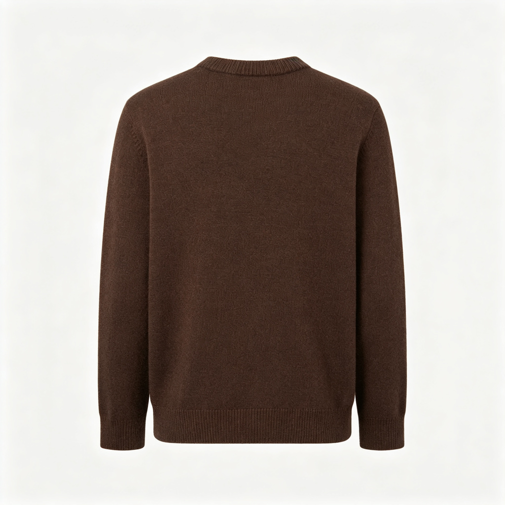 Dark Brown Crew-Neck Knit Sweater