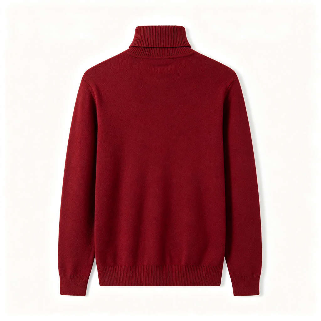 Burgundy Turtleneck Knit Sweater
