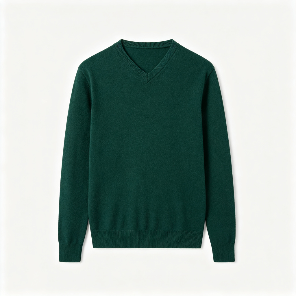 Forest Green V-Neck Knit Sweater