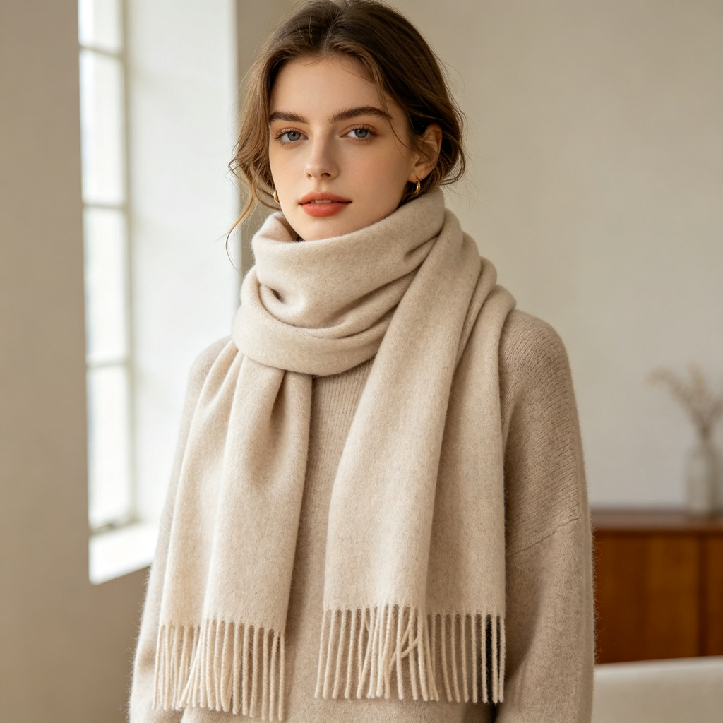 Beige Crew-Neck Knit Sweater