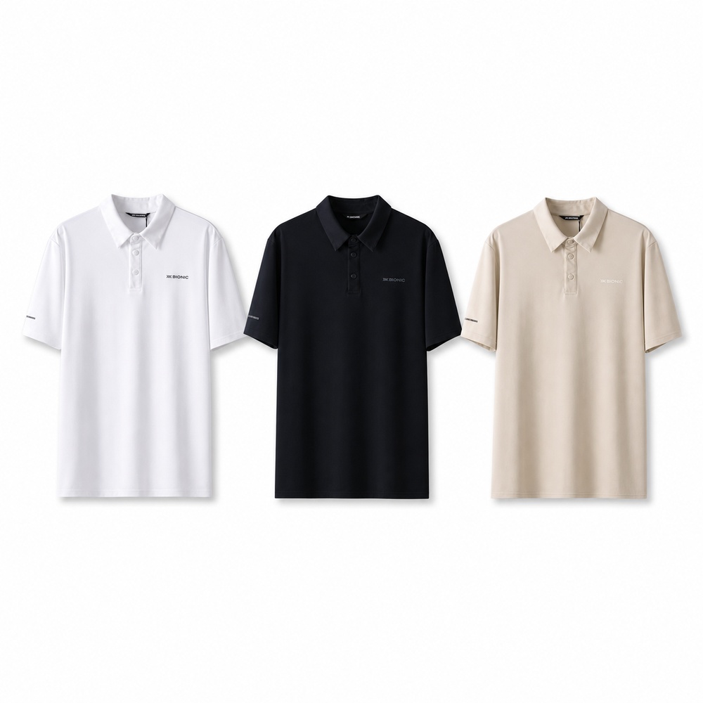 Three-Color Minimal Short-Sleeve Polo Shirt - View 2