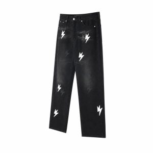 Black Washed White Lightning Straight-Leg Jeans - View 1
