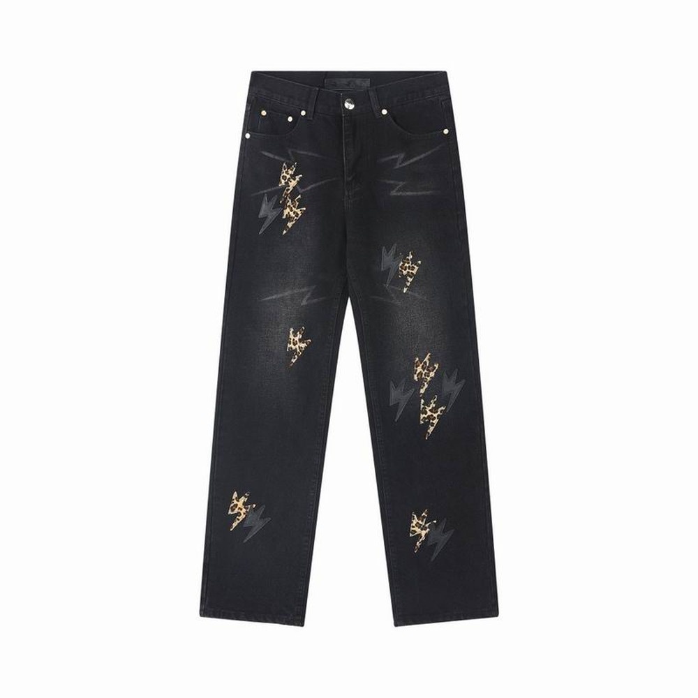 Black Washed Leopard Lightning Straight-Leg Jeans - View 2