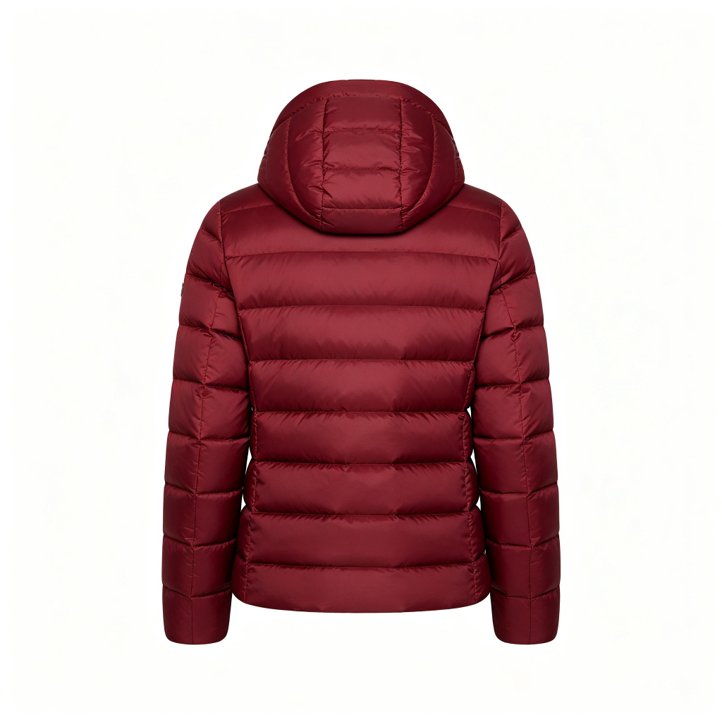Burgundy Hooded Down Jacket