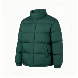 Forest Green Stand-Collar Down Jacket