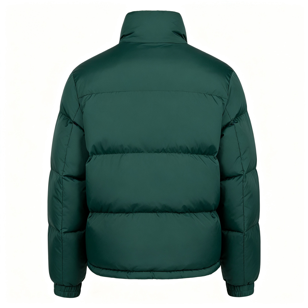 Forest Green Stand-Collar Down Jacket