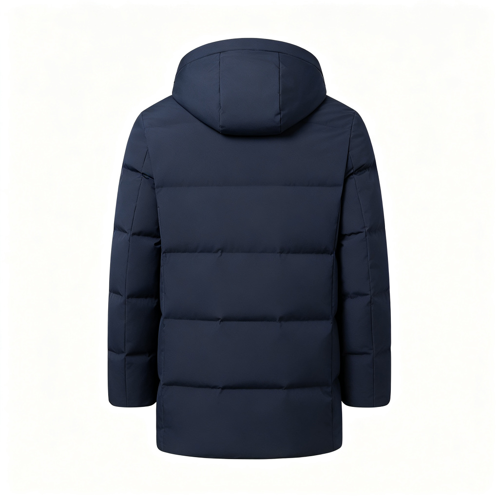 Navy Mid-Length Down Jacket