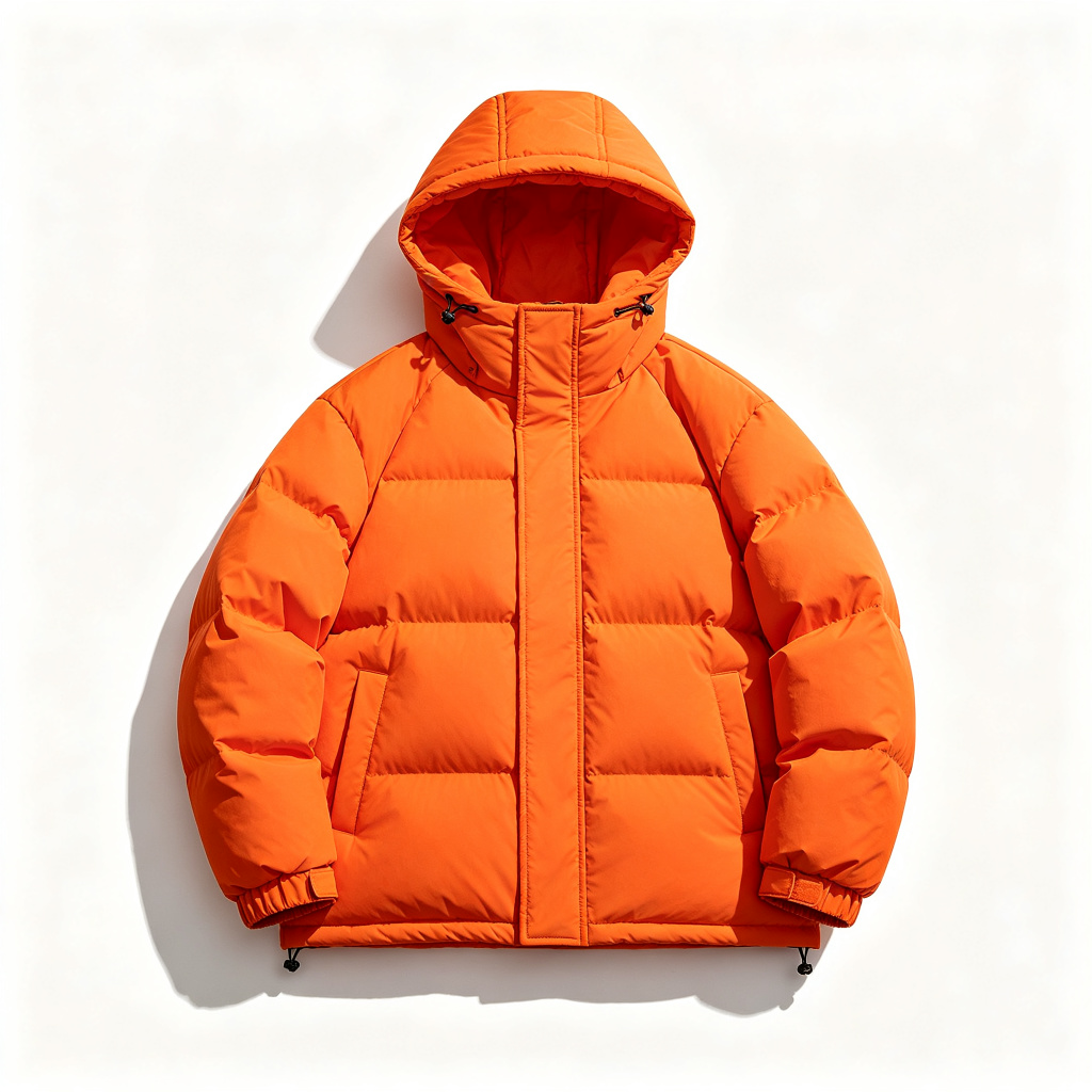 Orange Hooded Down Jacket