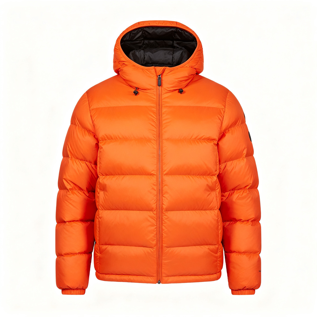 Orange Hooded Down Jacket