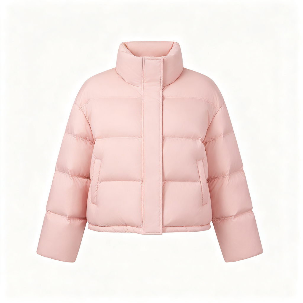 Pink Cropped Down Jacket