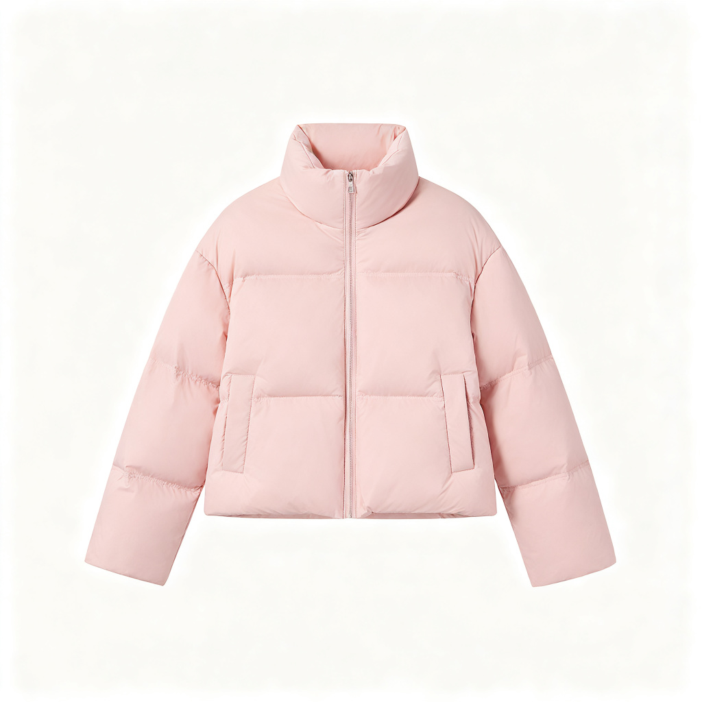 Pink Cropped Down Jacket