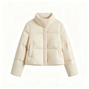 Beige Stand-Collar Down Jacket