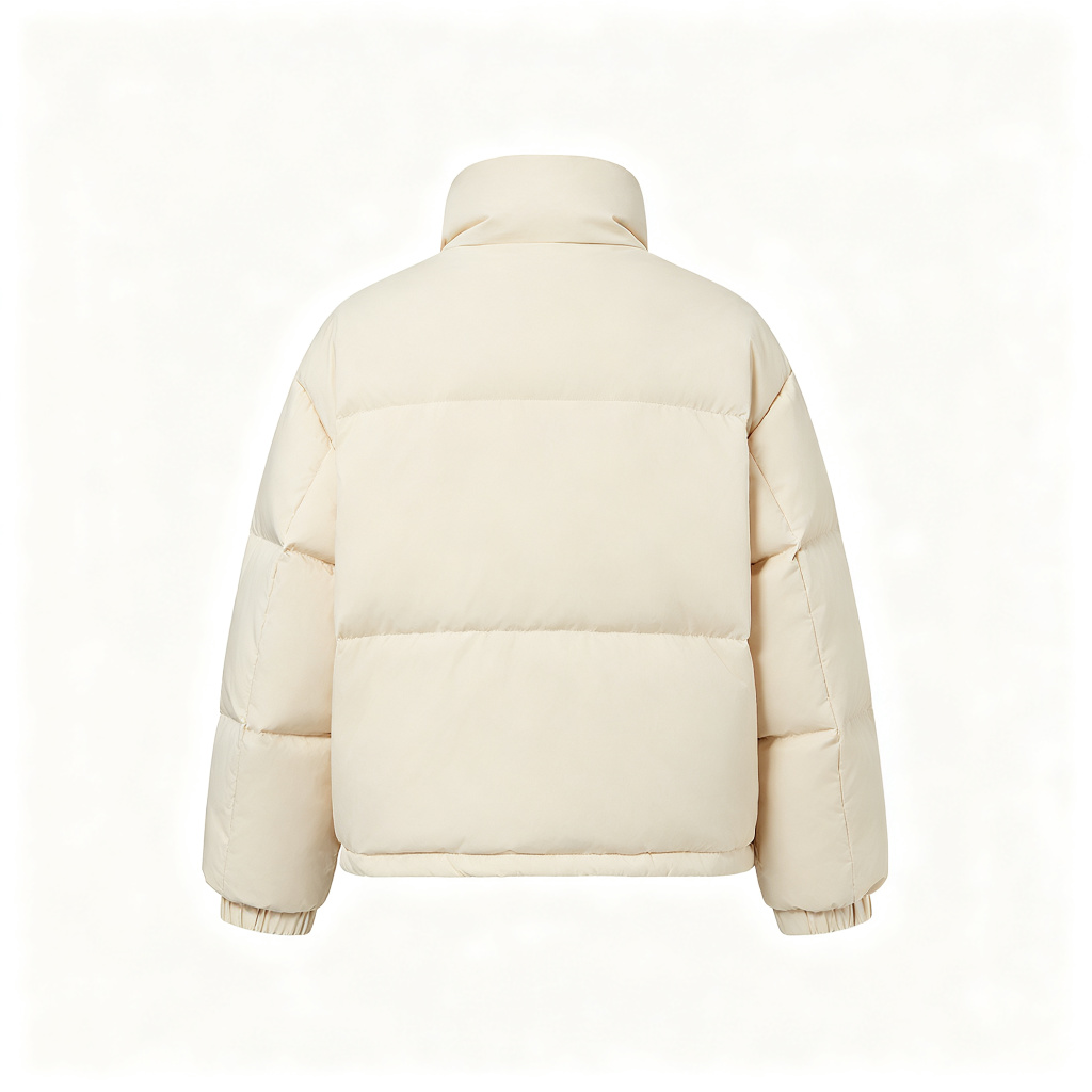 Beige Stand-Collar Down Jacket
