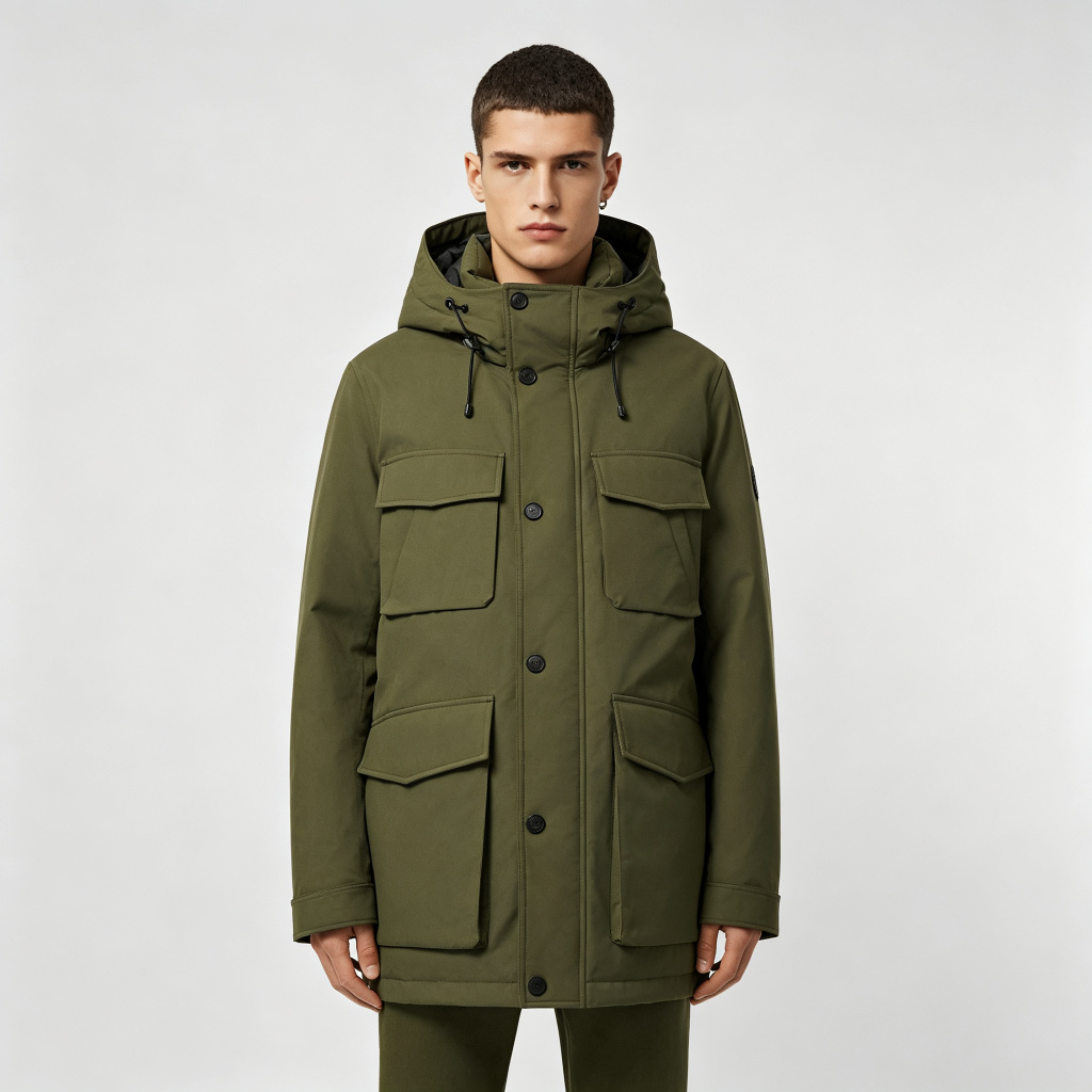 Army Green Hooded Down Jacket