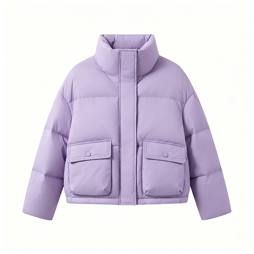 Purple Cropped Down Jacket