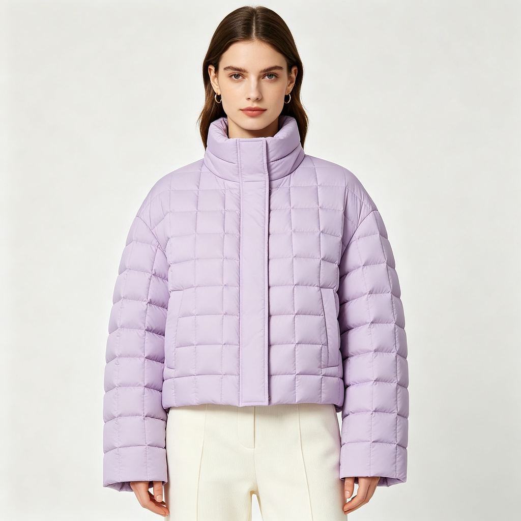 Purple Cropped Down Jacket