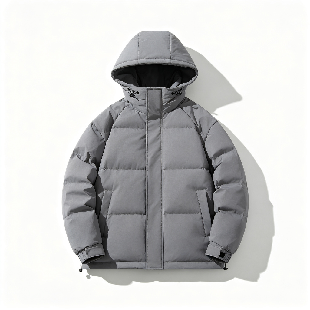 Gray Hooded Down Jacket