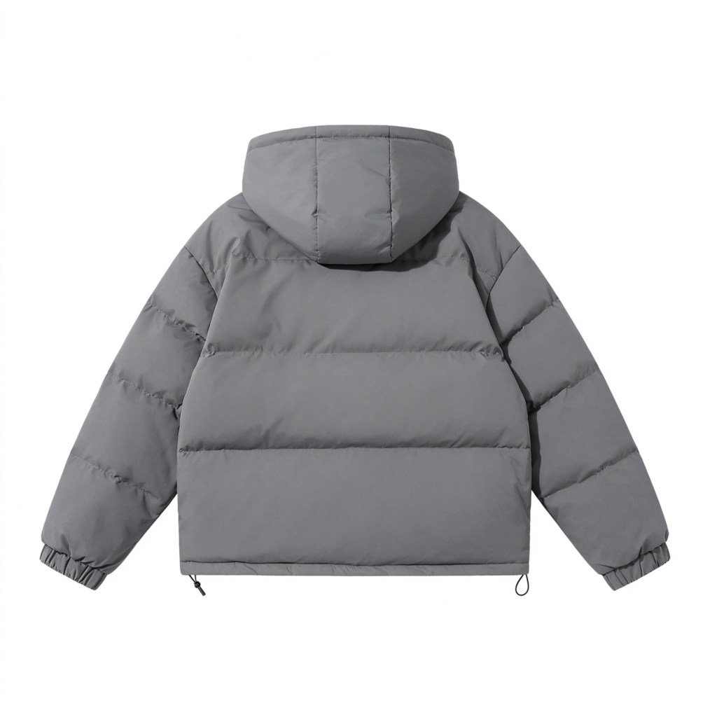 Gray Hooded Down Jacket