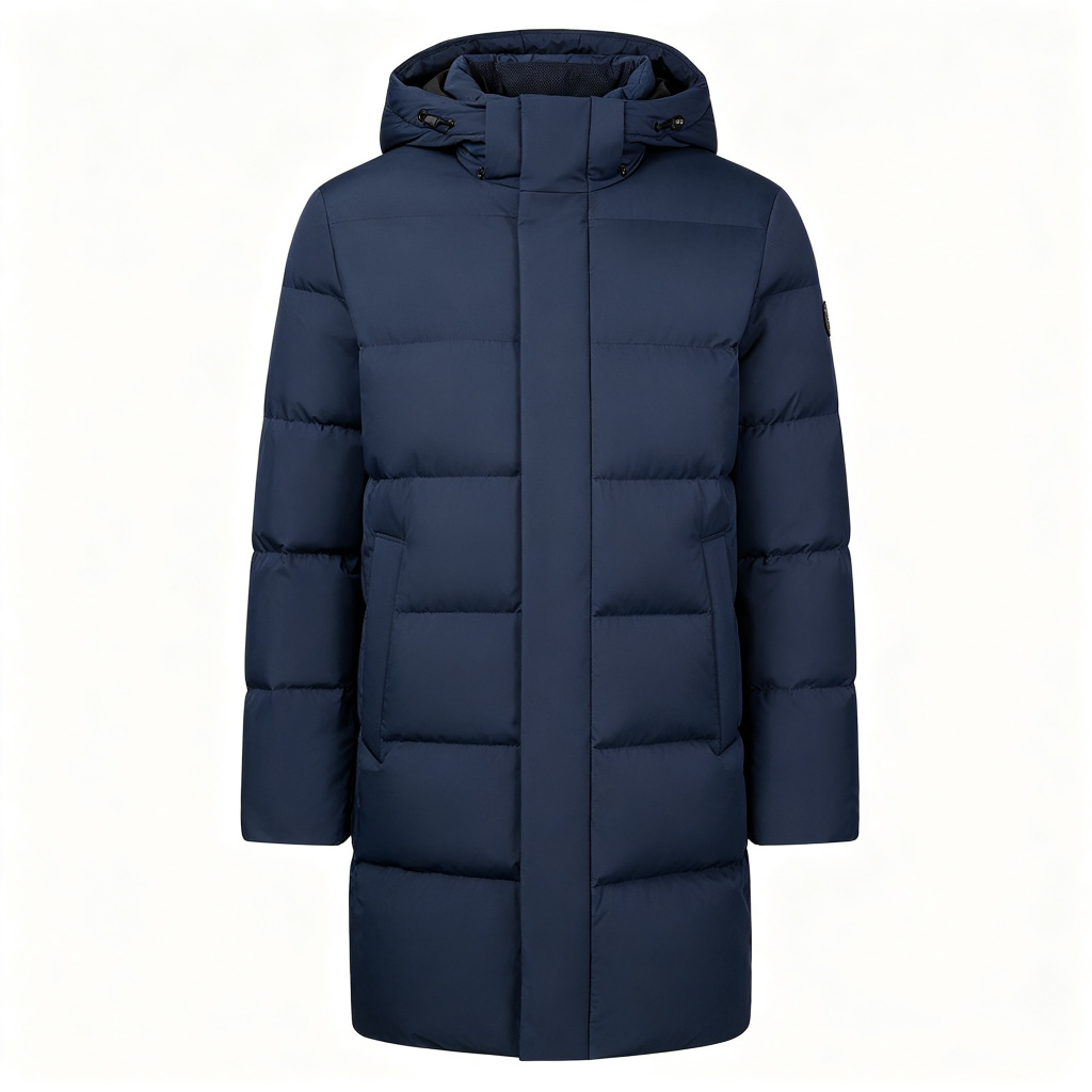 Navy Mid-Length Down Jacket
