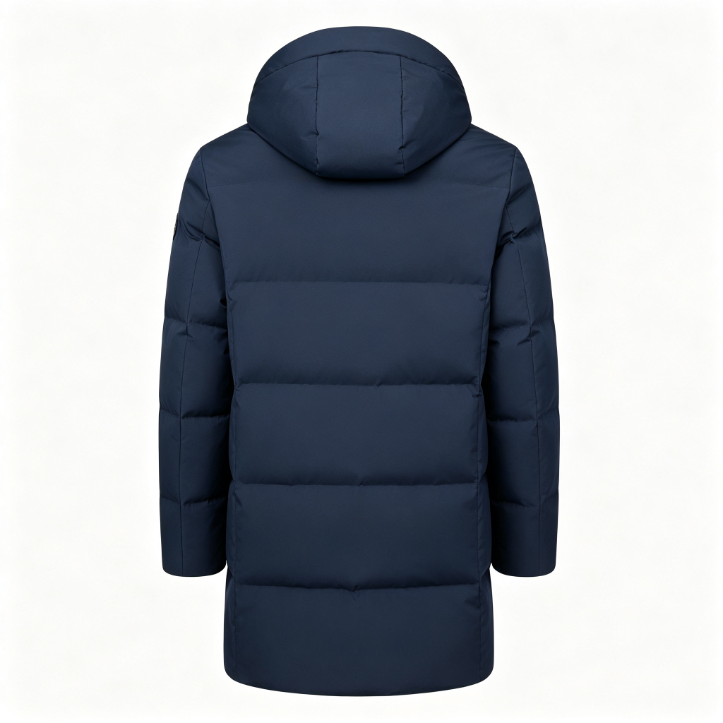 Navy Mid-Length Down Jacket