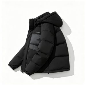 Black Color-Block Down Jacket