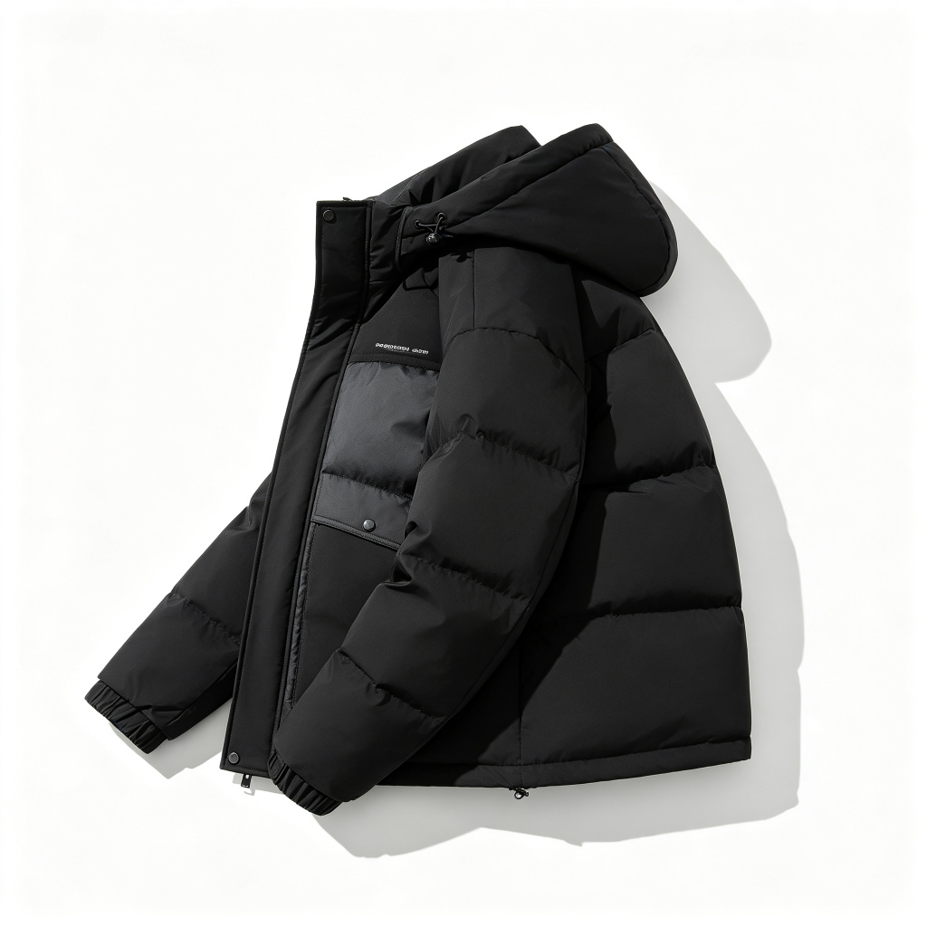 Black Color-Block Down Jacket