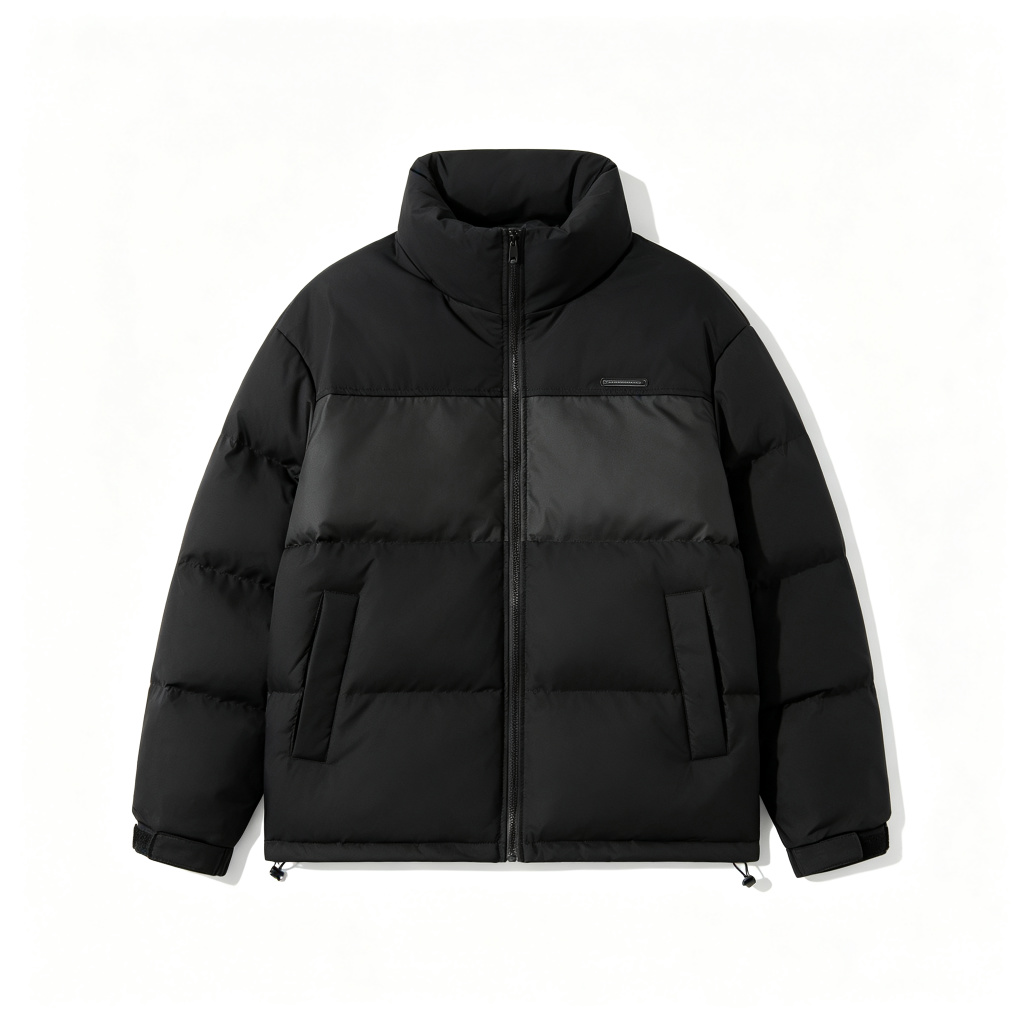 Black Color-Block Down Jacket
