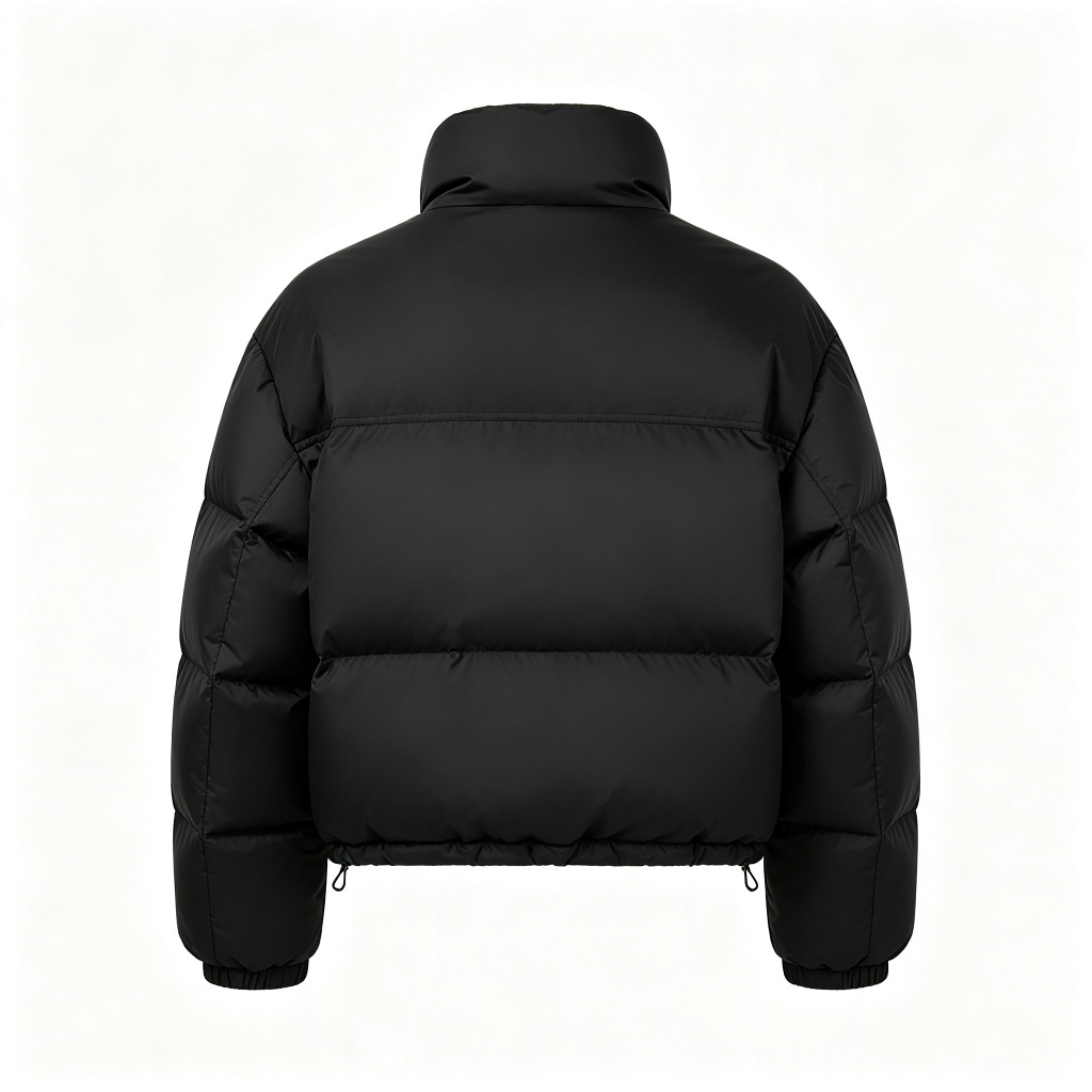 Black Color-Block Down Jacket