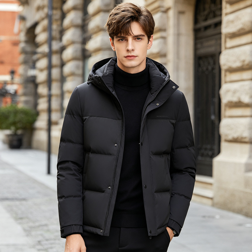 Black Color-Block Down Jacket