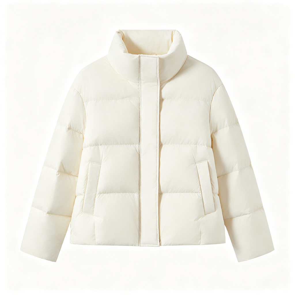 White Stand-Collar Down Jacket