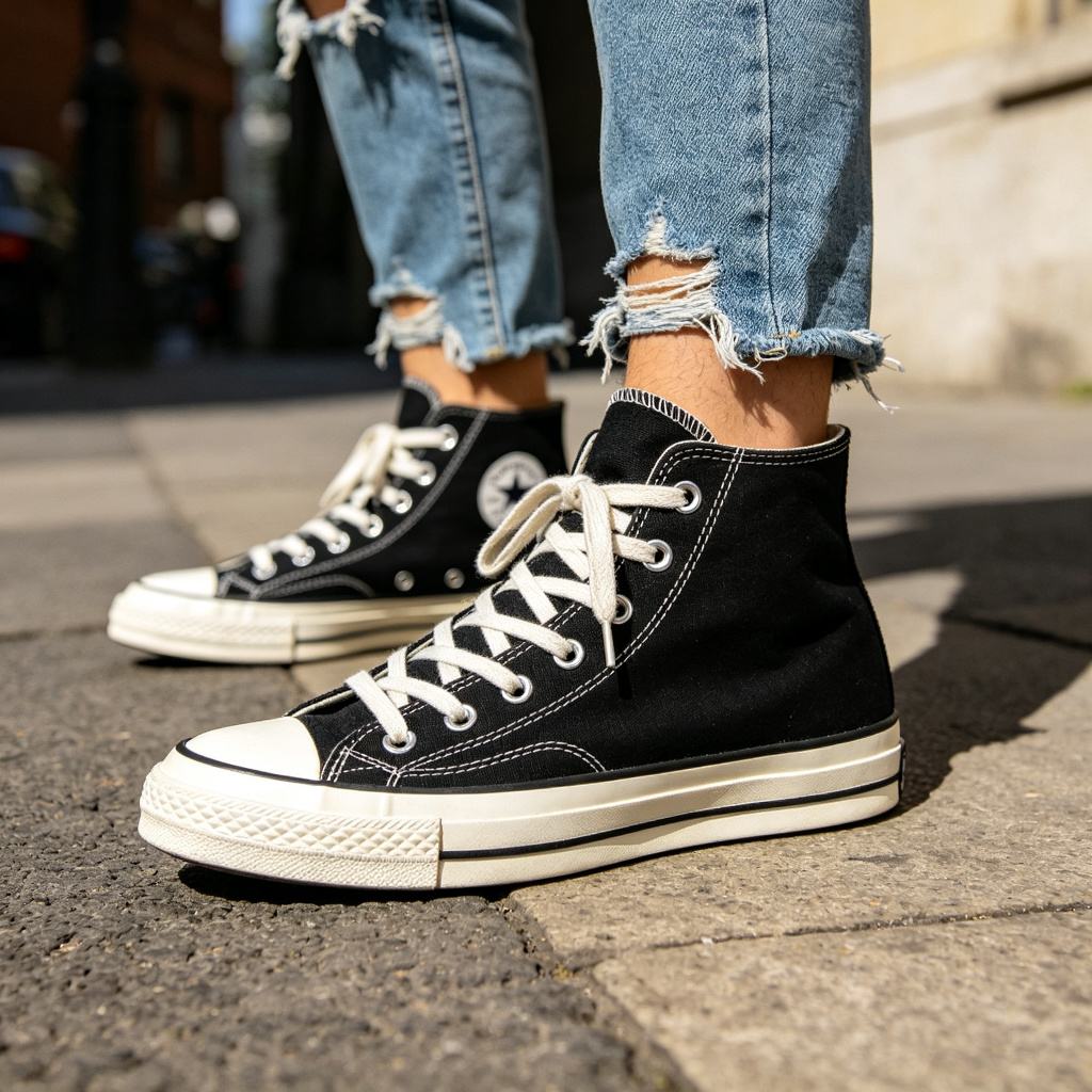 Black High-Top Canvas Sneakers