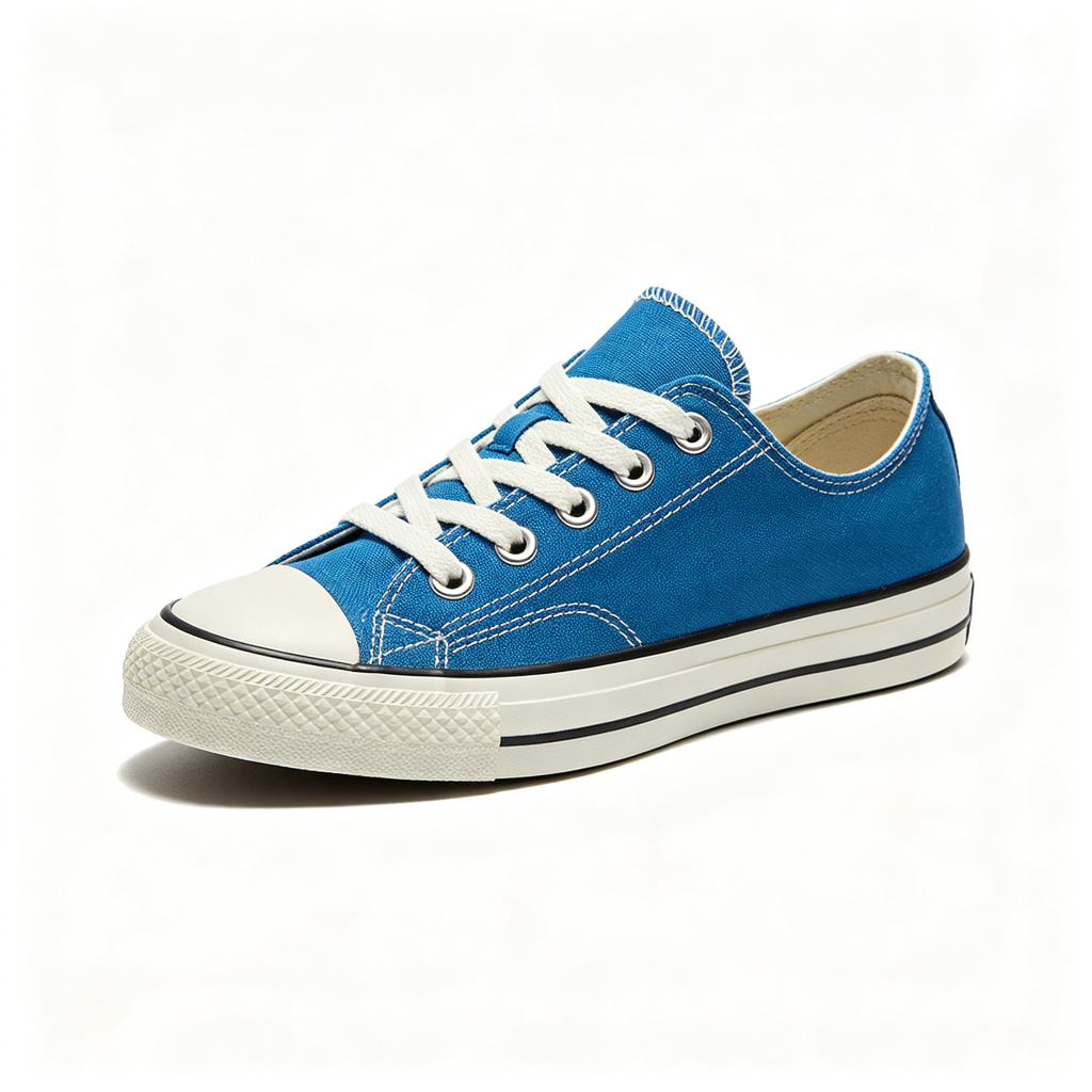 Blue Low-Top Canvas Sneakers