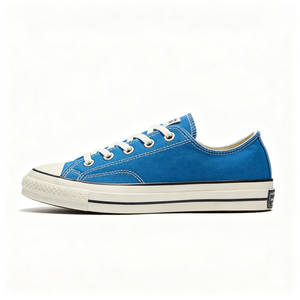 Blue Low-Top Canvas Sneakers