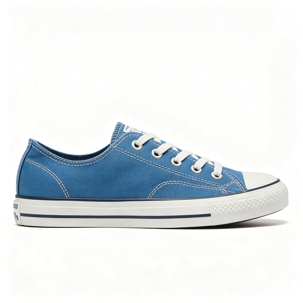 Blue Low-Top Canvas Sneakers