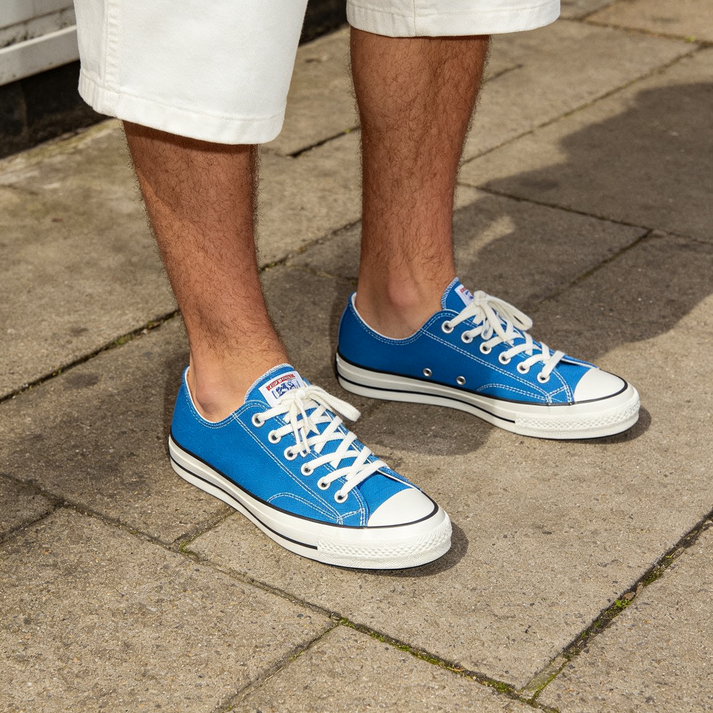 Blue Low-Top Canvas Sneakers