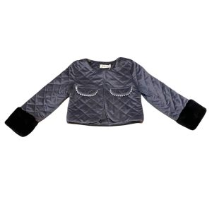 Kinder-Jacke – gesteppt, mit Perlen, Grau