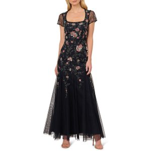 mit Perlenverzierung – Mesh – Abendkleid
