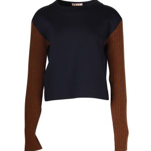 Marni Pullover – Colorblock, Marineblau, Blau, Wolle, 7704369496124