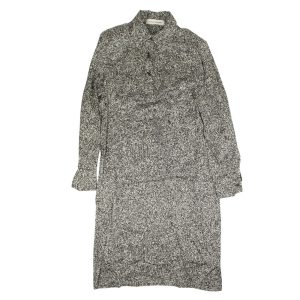 Damen-Hemdkleid – Schwarz, Weiß, Langarm, Midi