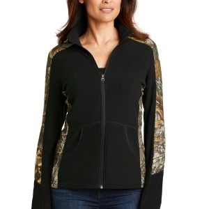 Port Authority Damen-Jacke – Tarnmuster, Microfleece, durchgehender Reißverschluss, L230C