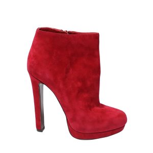 Alexander McQueen Stiefeletten – Rot, Veloursleder, 7748696244284