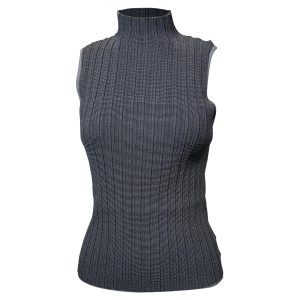 Theory Pullover – ärmellos, Stehkragen, Grau, Wolle, 7833141739580