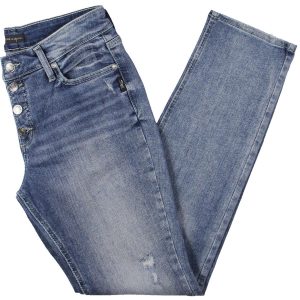 Jeans – Used-Effekt, Denim, gerades Bein