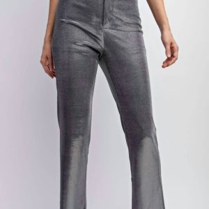 Hose – Metallic-Optik, gestrickt, Silber